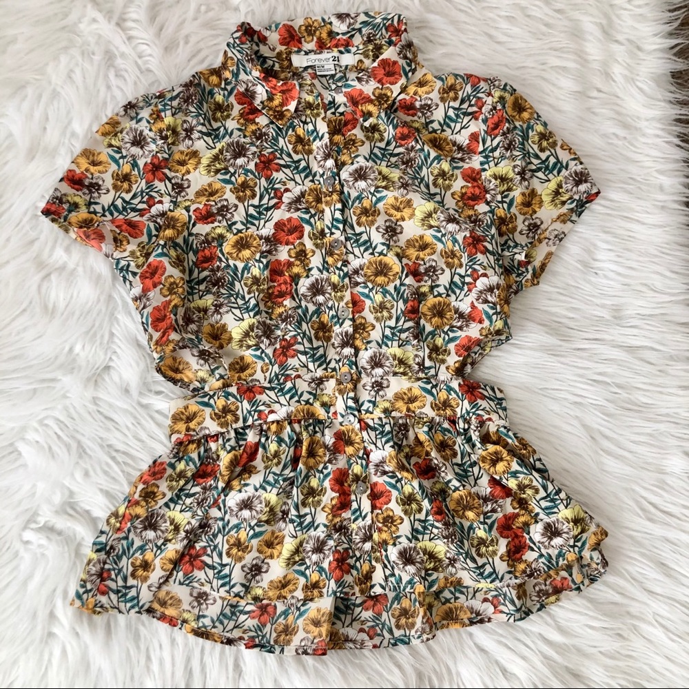 Forever 21 vintage cut out floral blouse, medium